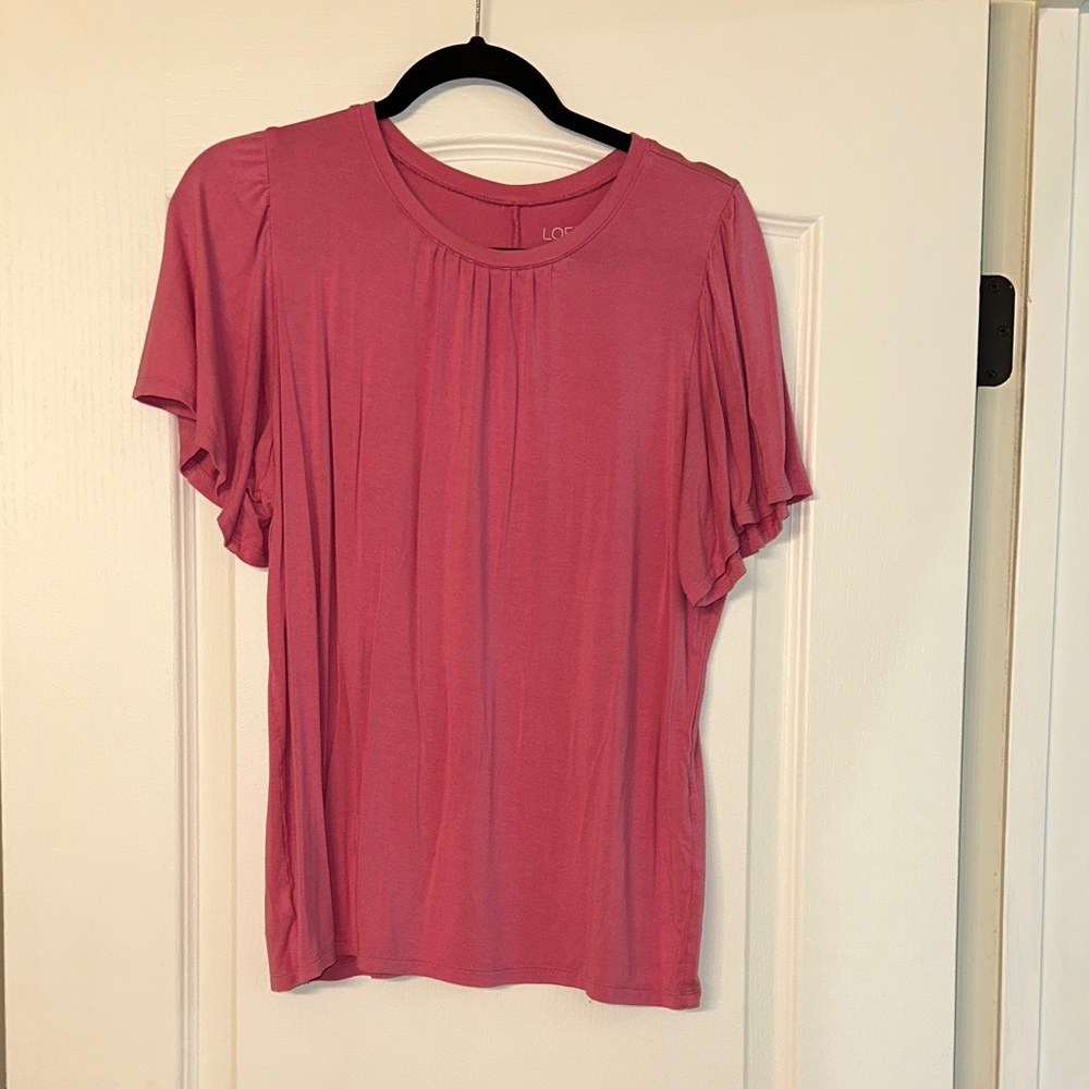 LOFT Rose Blouse with Flutter Sleeves